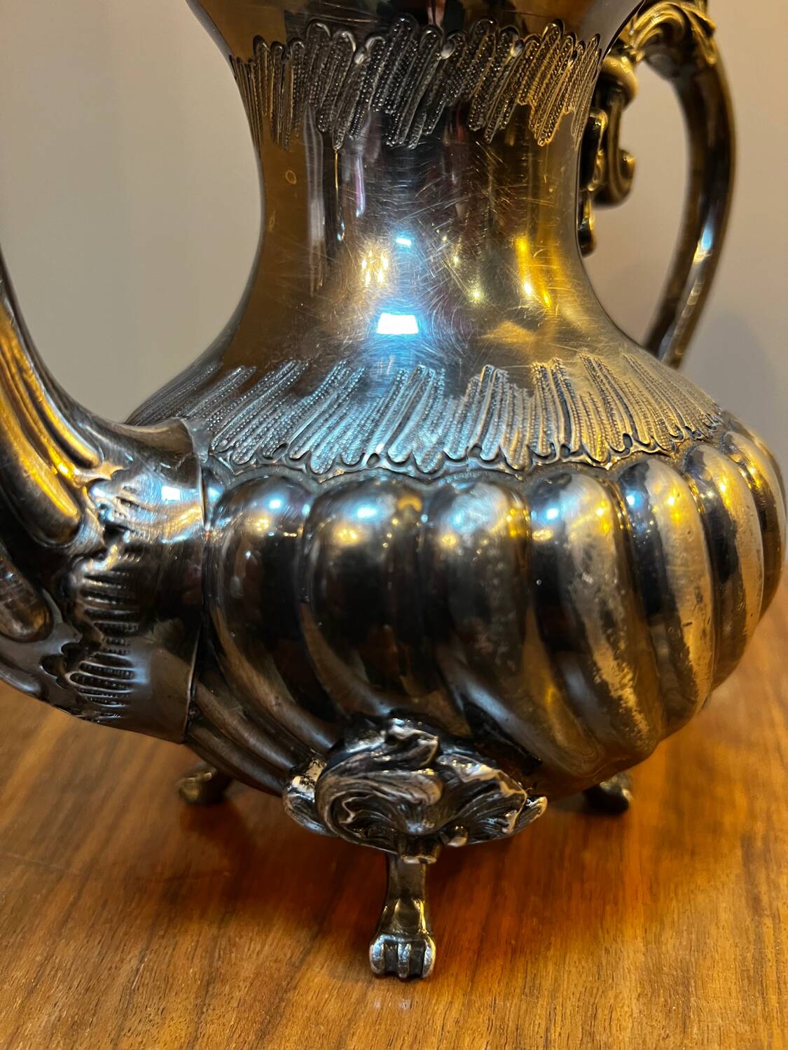 Silver-plated metal teapot