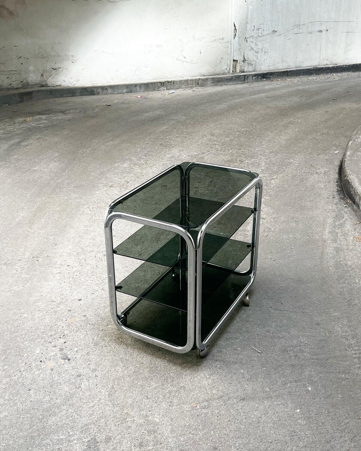 Service 1970 smoked glass chromed metal