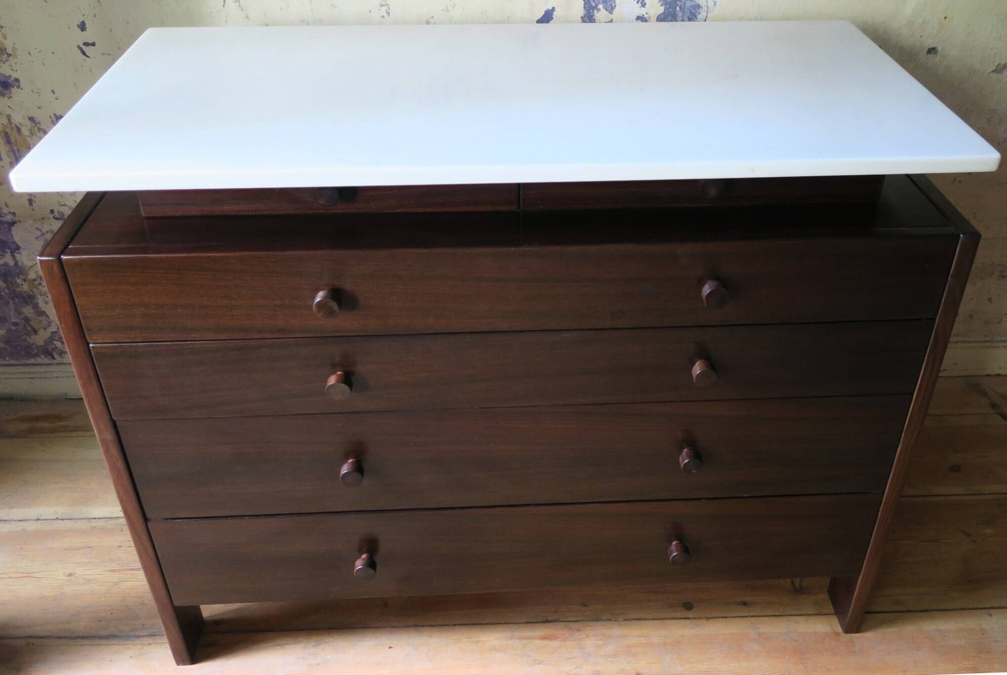 Mid century Italian mahogany and marble chest of drawers, 1960s