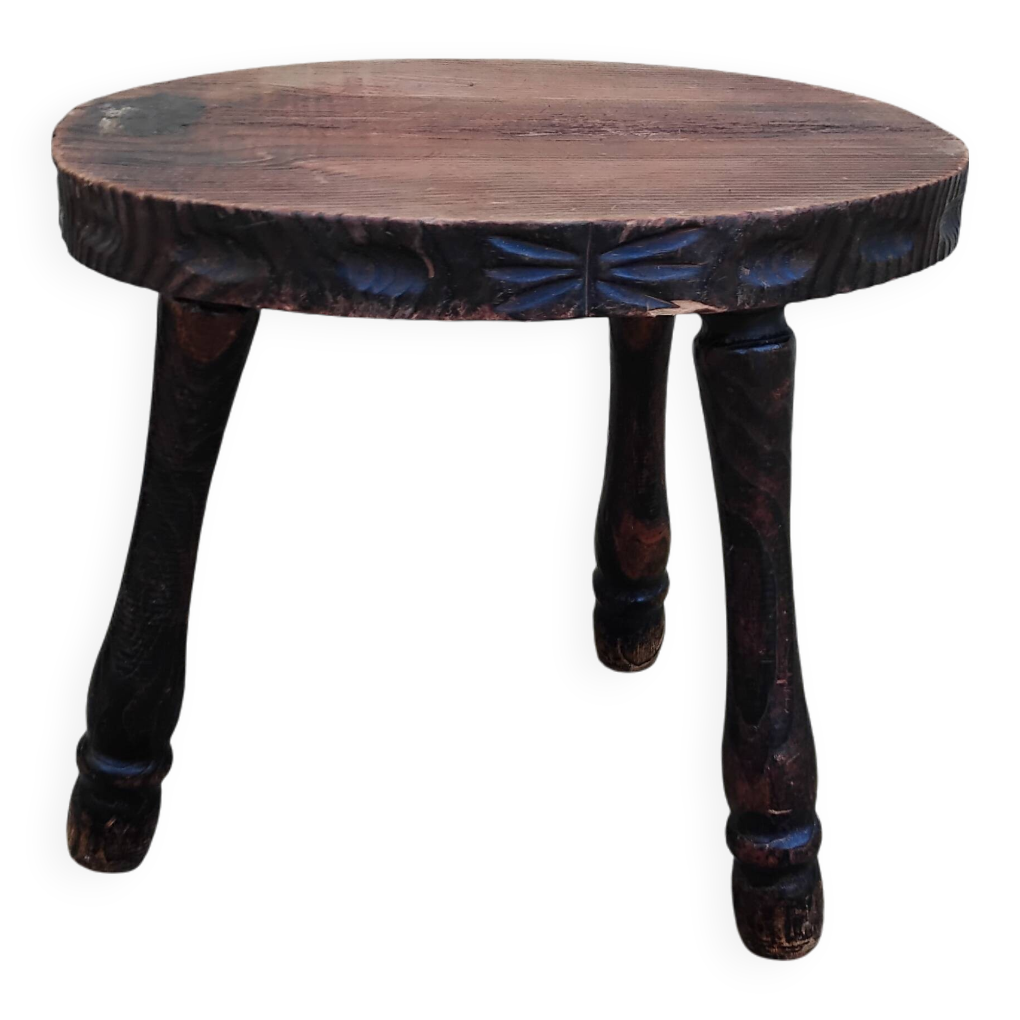 Old vintage oval tripod stool