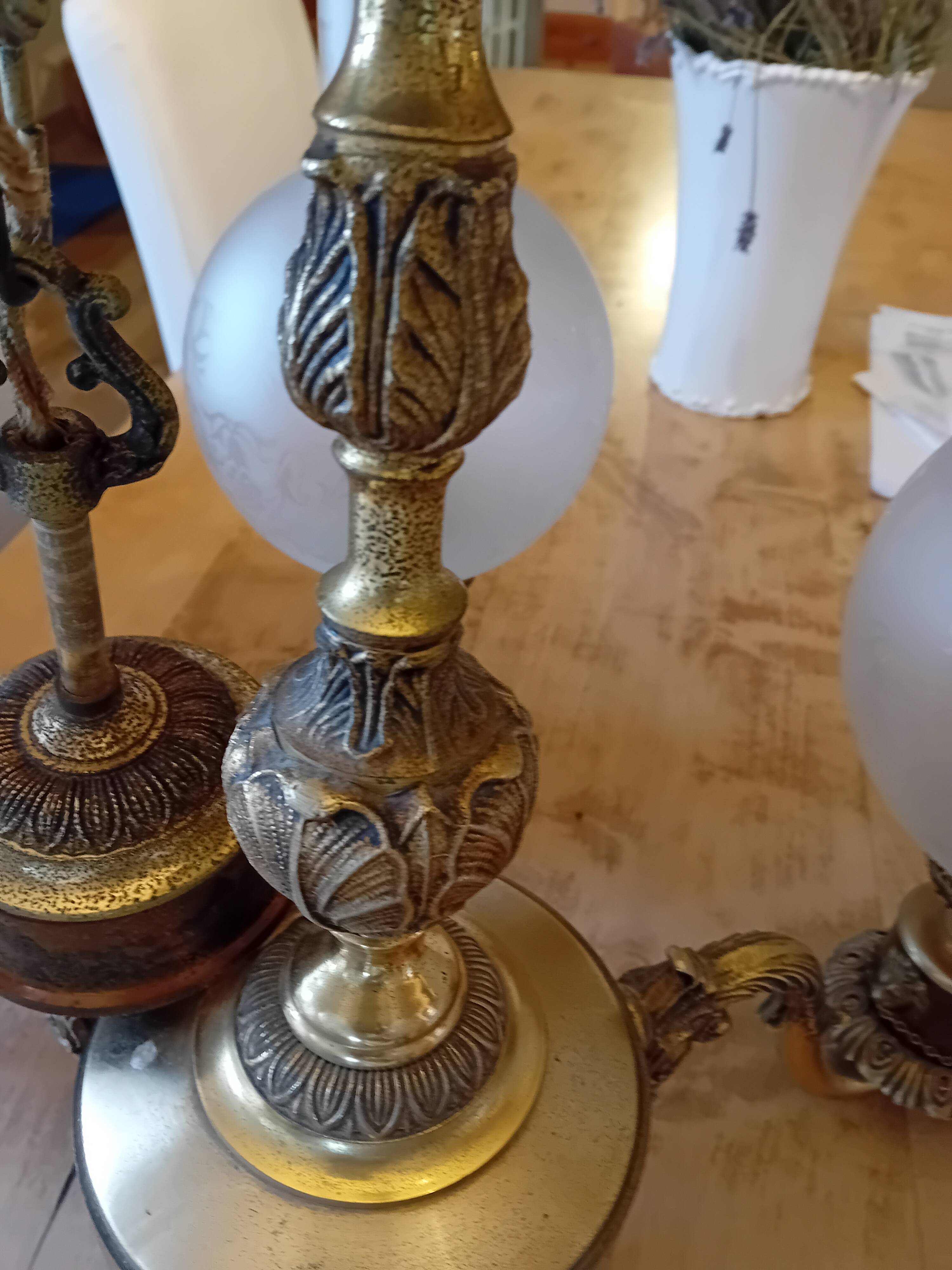 Bronze and brass chandelier