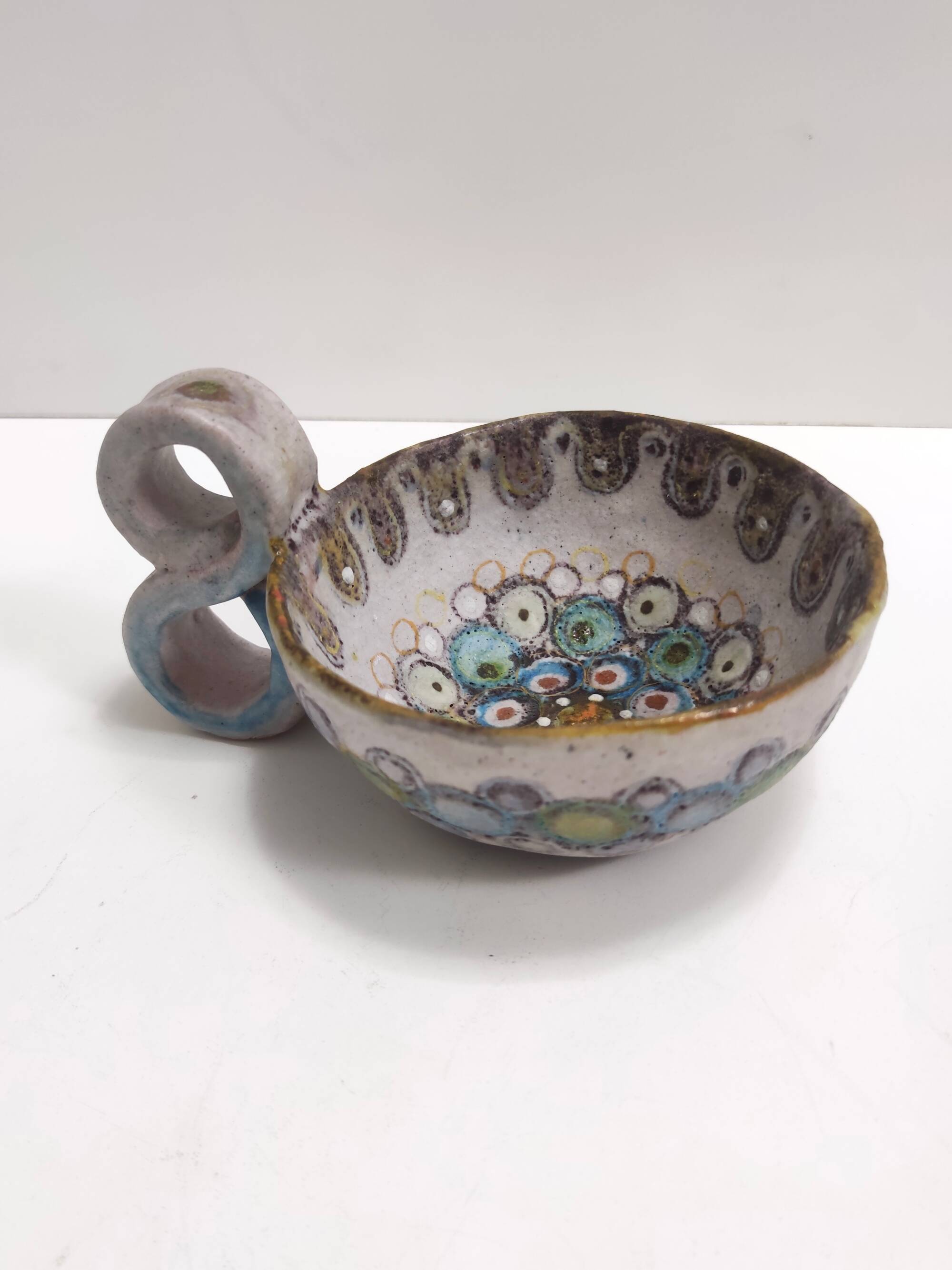 Gray Fat Lava Earthenware Catchall / Videpoche by Lino Zaramella, Signed