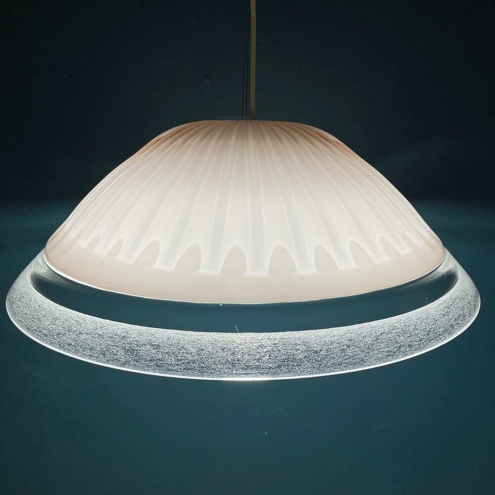 Vintage Italian pink Murano glass chandelier, 1970s.