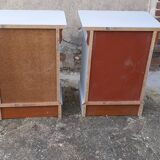 Pair of Louis Philippe style bedside tables 1 door 1 drawer gray