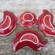 Set of vintage 1950s burgundy and gold ceramic serving dishes