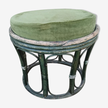 Bamboo stool rattan velvet cushion