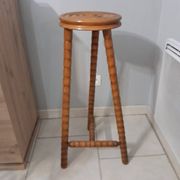 Pedestal table turned wooden stool vintage 50s