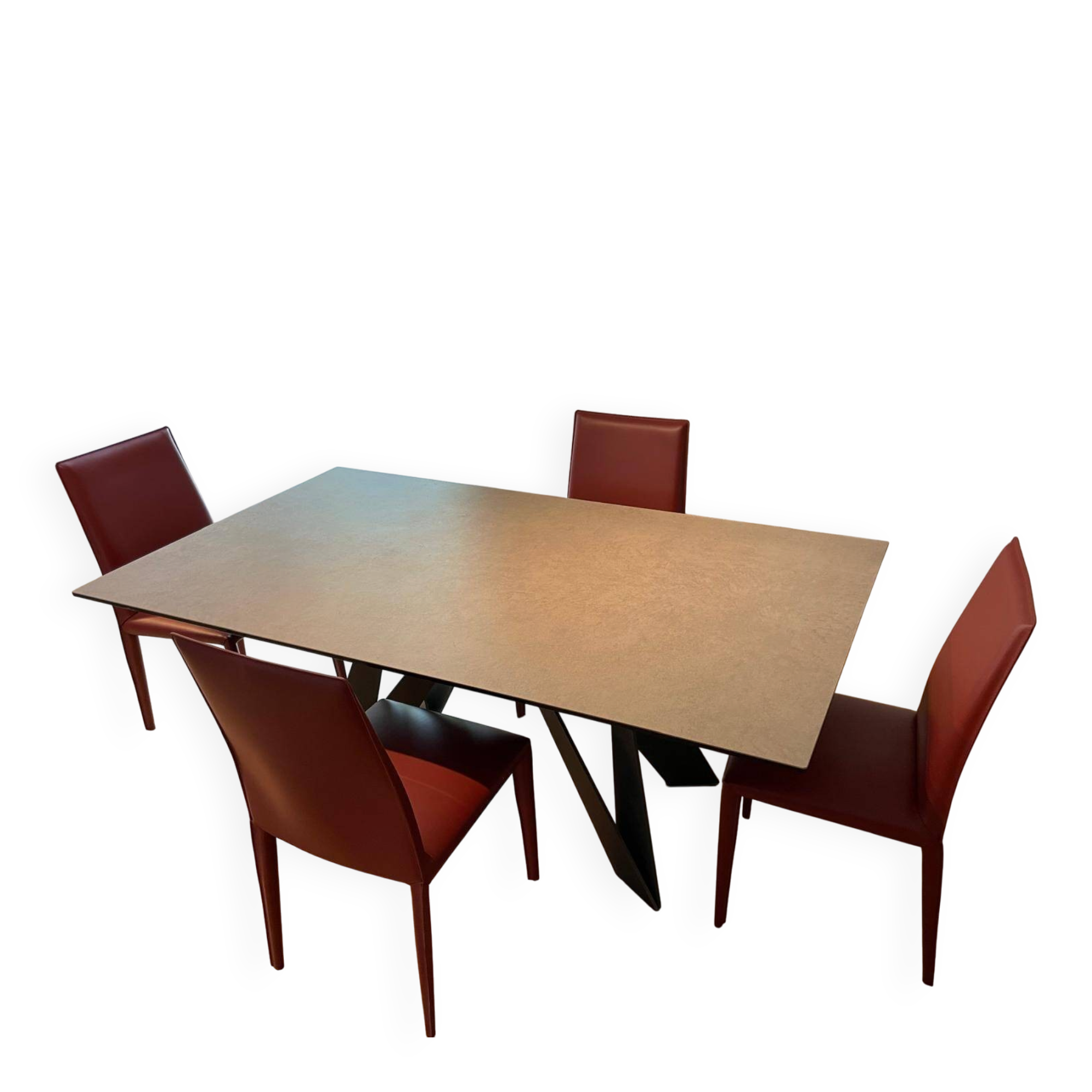 Roche bobois – design dining table + 4 chairs – excellent condition