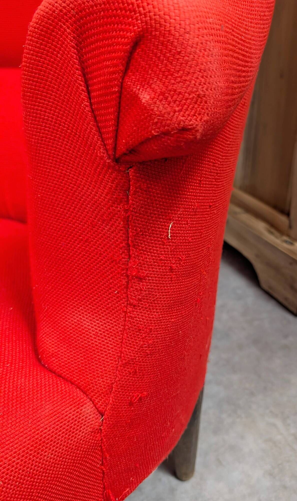 Old poppy red meridian sofa