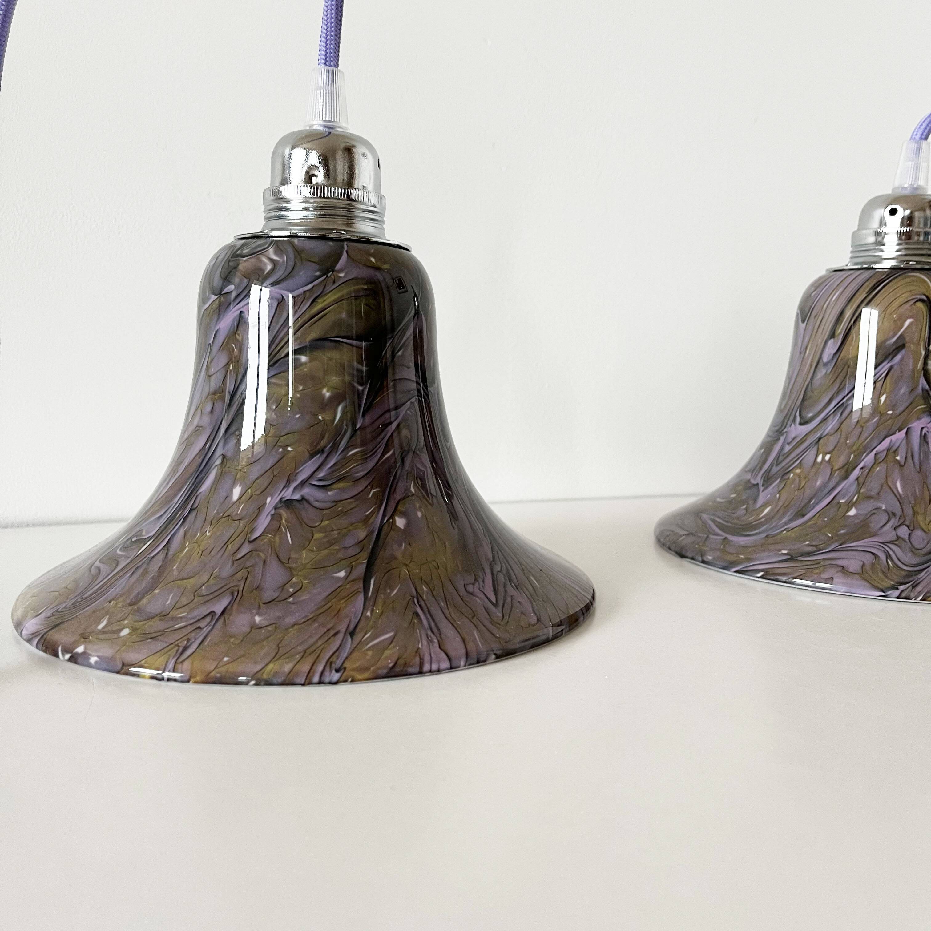 Pair of vintage purple opaline globe lamps