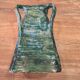 Vintage brutalist ceramic vase with 4 green handles.