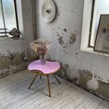 Table basse vintage en rotin rose