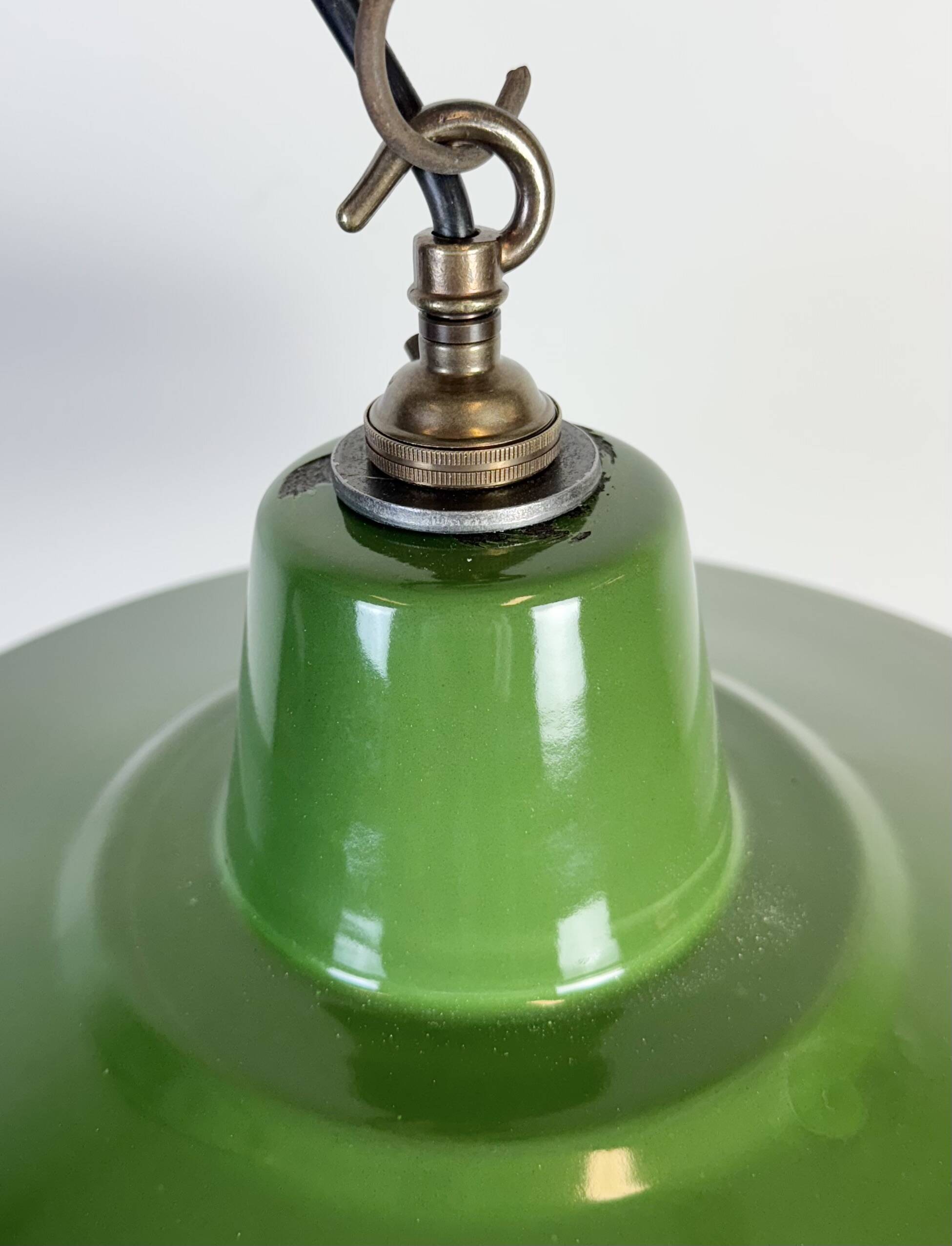 Industrial Green Enamel Factory Pendant Lamp, 1960s