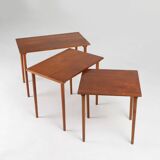 Set of 3 teak wood scandinavian nesting tables, Denmark, 1960s