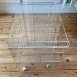 Table à roulette desserte en altuglass / plexiglass - meuble hifi - les invisibles du marais