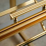 Bar Cart in Gold and Chrome with Glass Shelves, 1970s