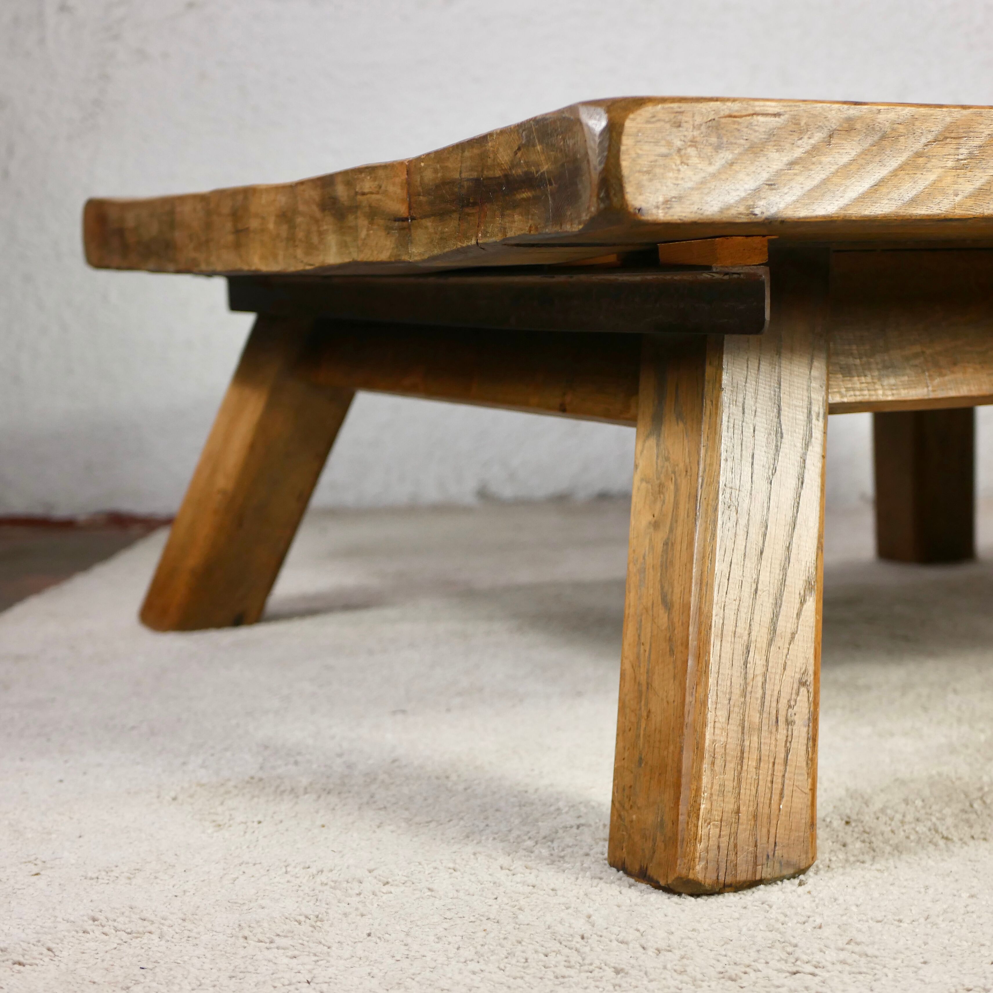 Brutalist solid oak coffee table