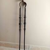 18th century fireplace tongs in wrought iron