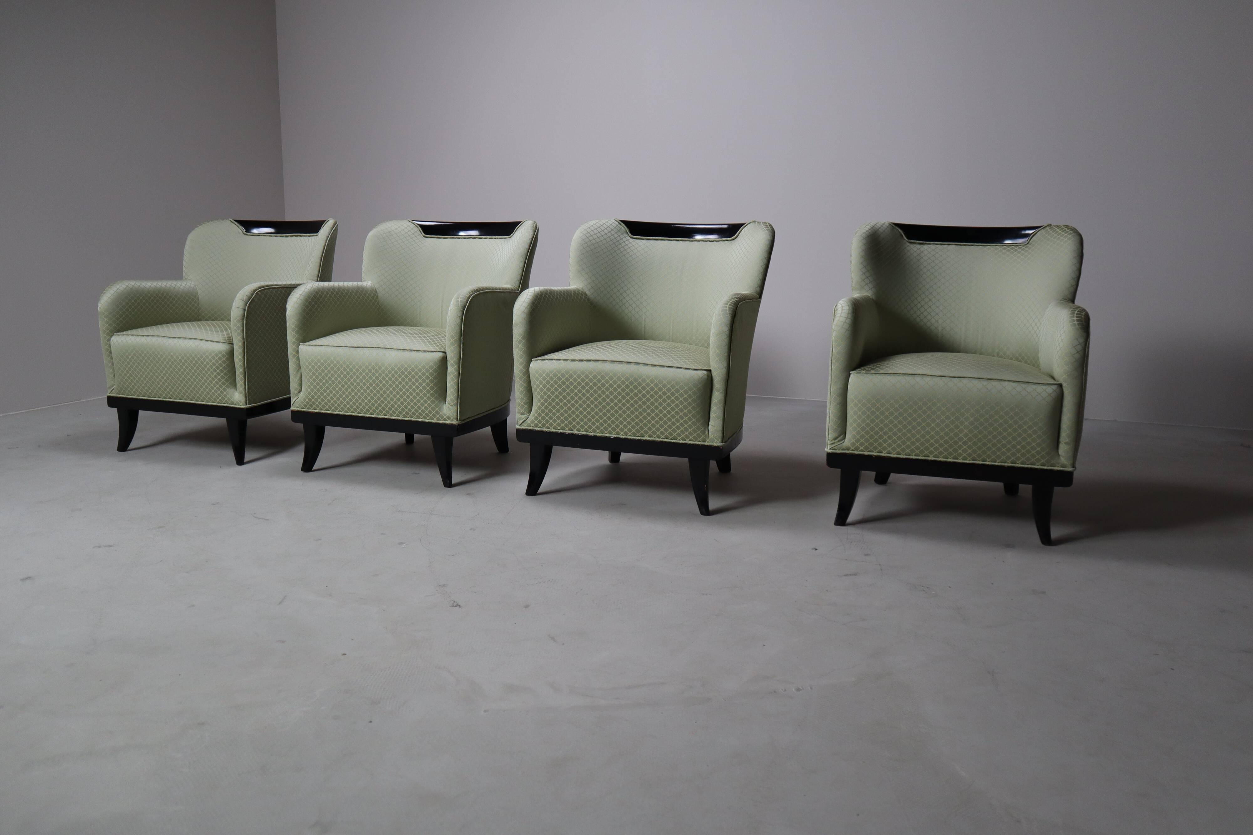 Set of four Art Deco armchairs, 1930-1950