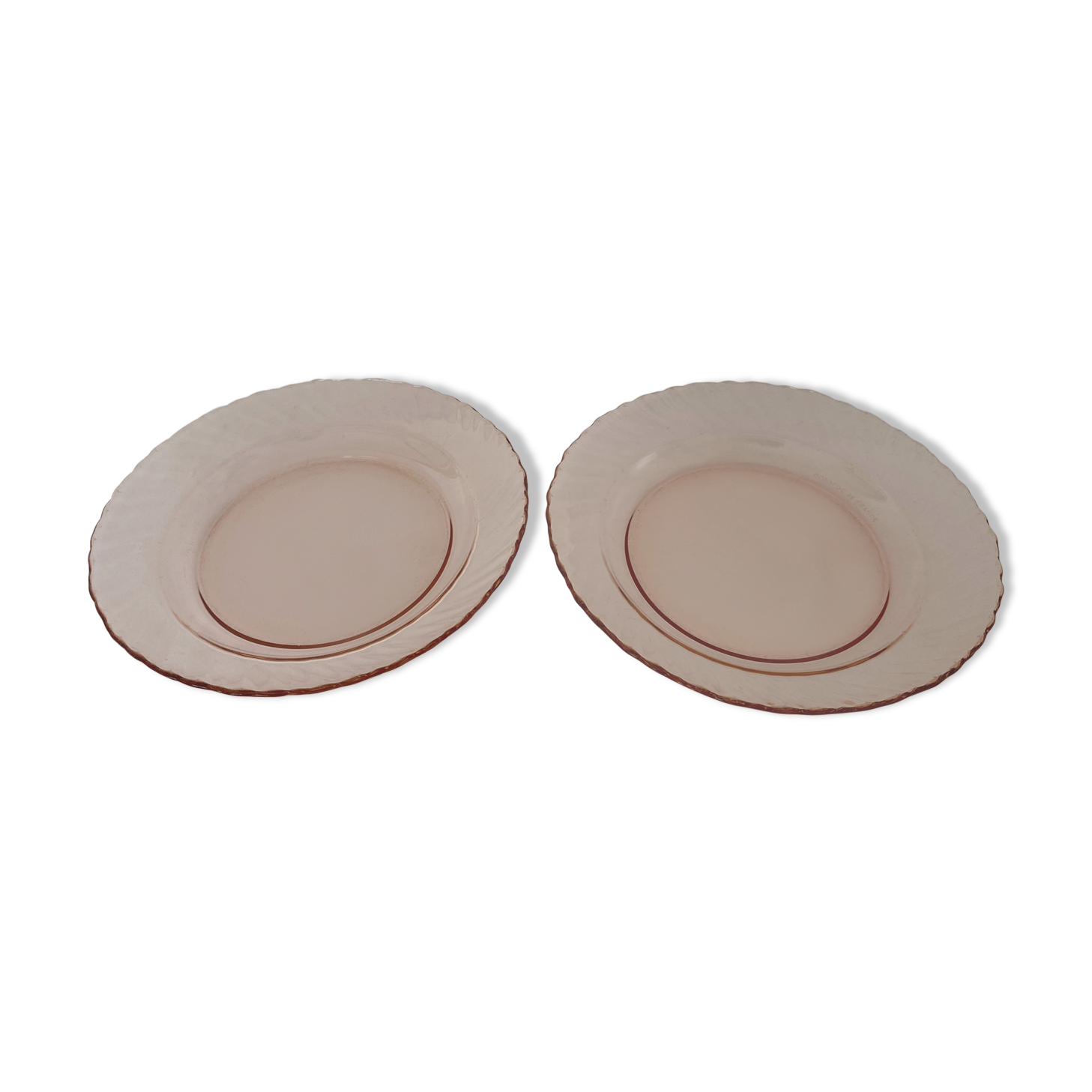 Lot Of 2 Pink Hollow Plates Arcoroc Selency