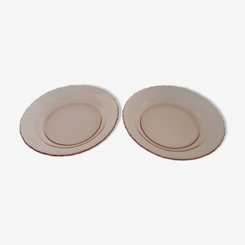 Lot of 2 pink hollow plates - Arcoroc