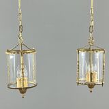 Pair of suspended lanterns in Louis XVI style, 20th Century