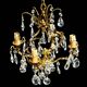 Chic chandelier with crystal tassels 4 lights gilded bronze H 69 cm vintage