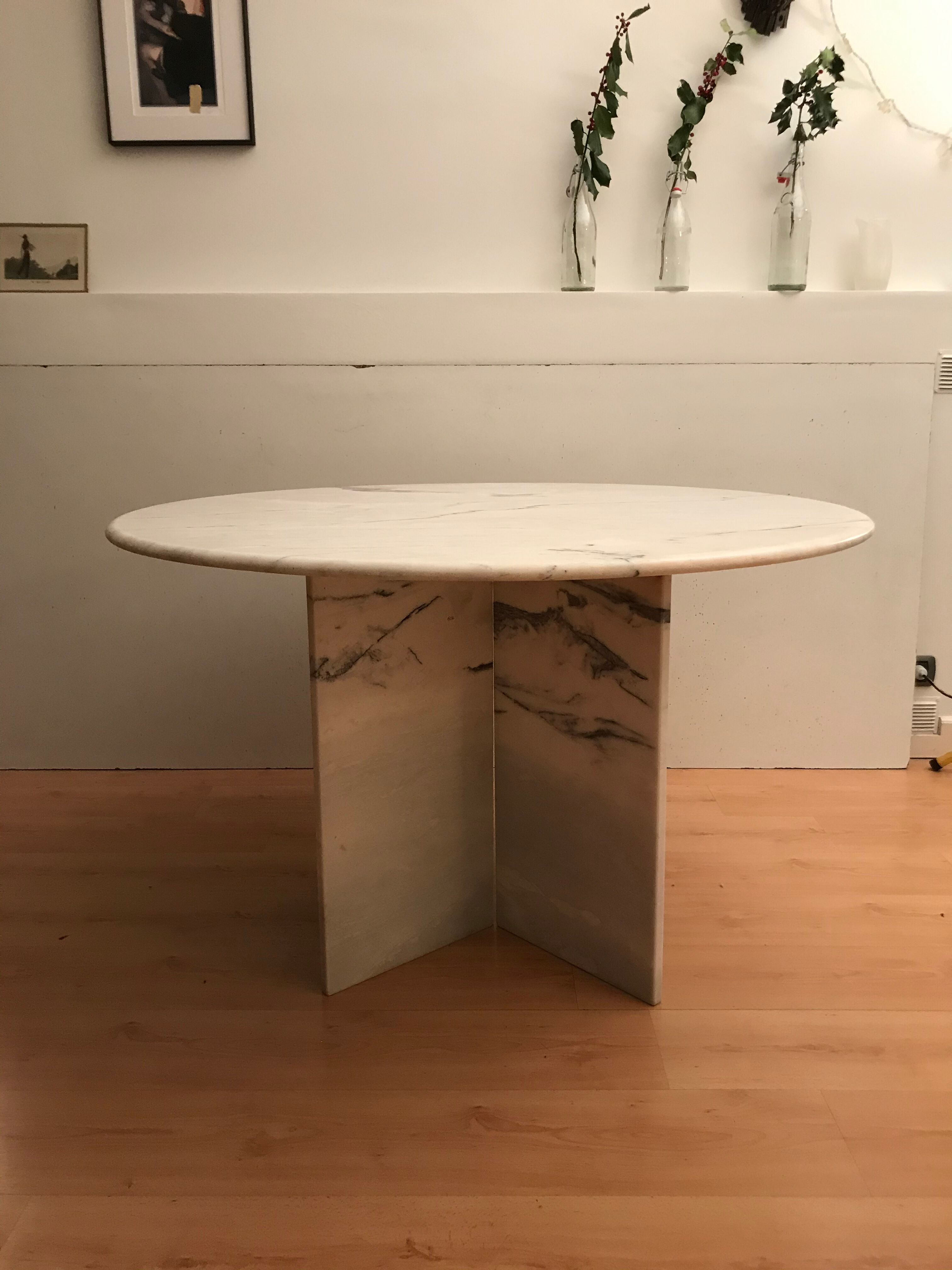White marble dining table