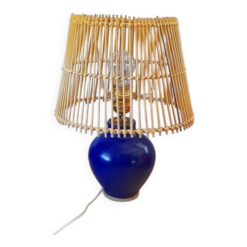 Lampe en grès émaillé bleu 1960