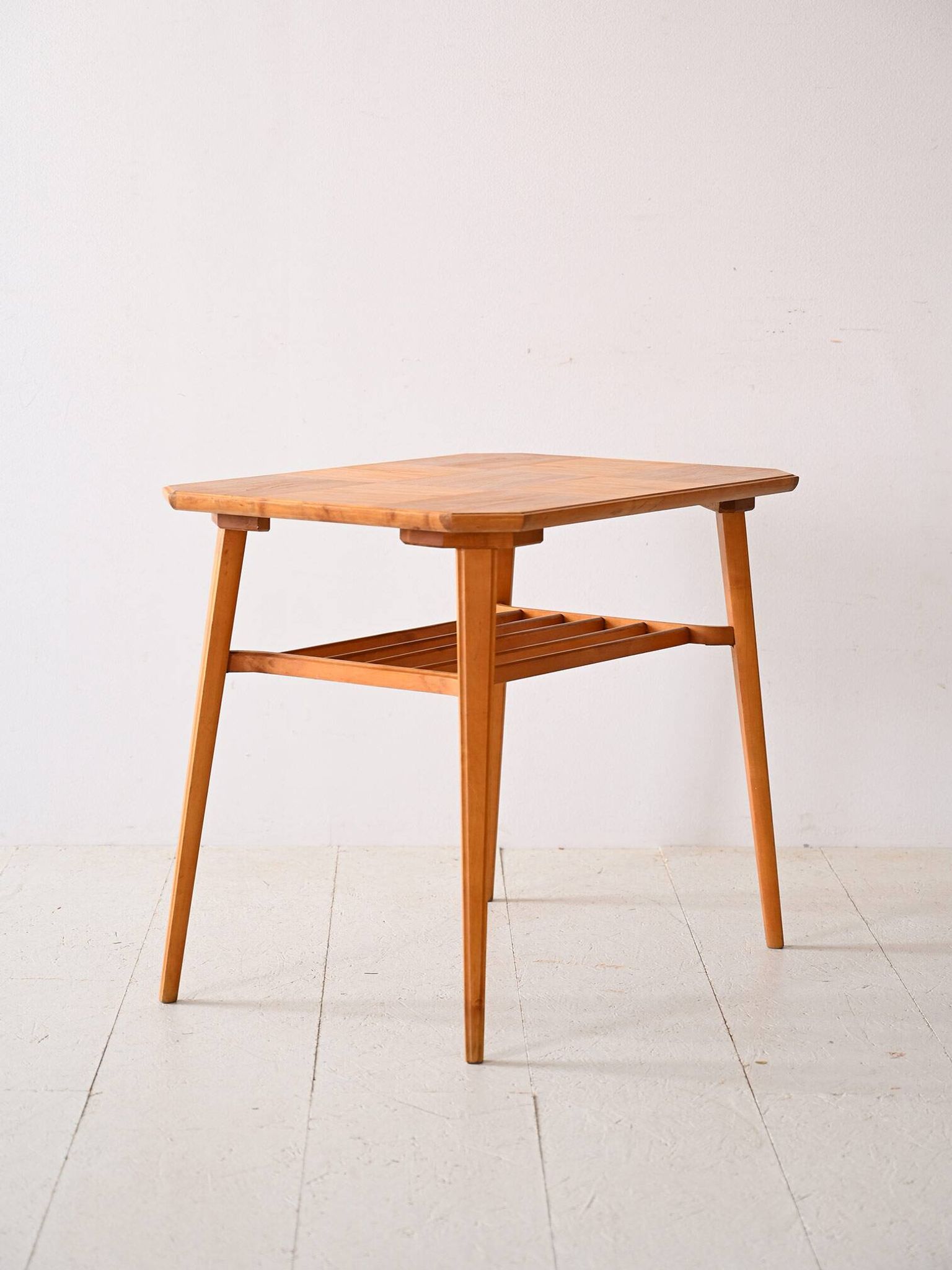 Decorative birch coffee table with magazine rack