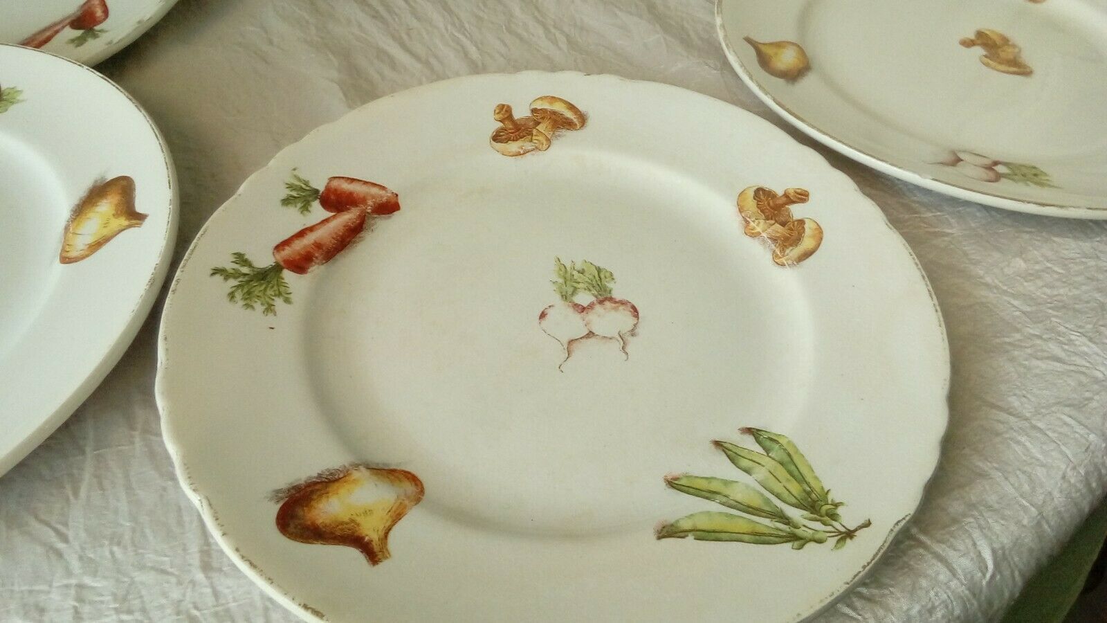 6 dessert plate in faience decor legumes 4 seasons moulin des loups n°1