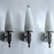 3 vintage chrome and Murano glass wall lamps, 70s