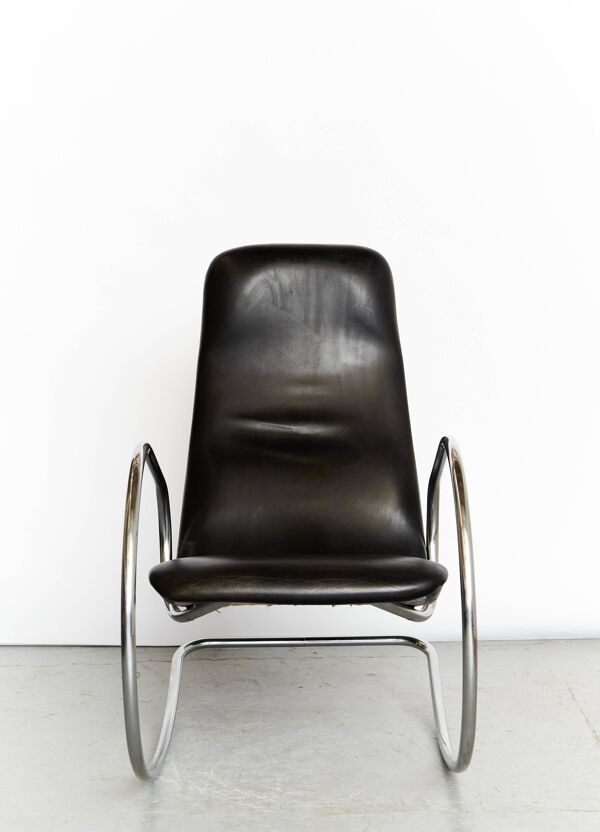 Fauteuil à bascule cantilever vintage S826 en chrome par Ulrich Böhme pour Thonet