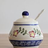 Ceramic jam pot with floral decoration