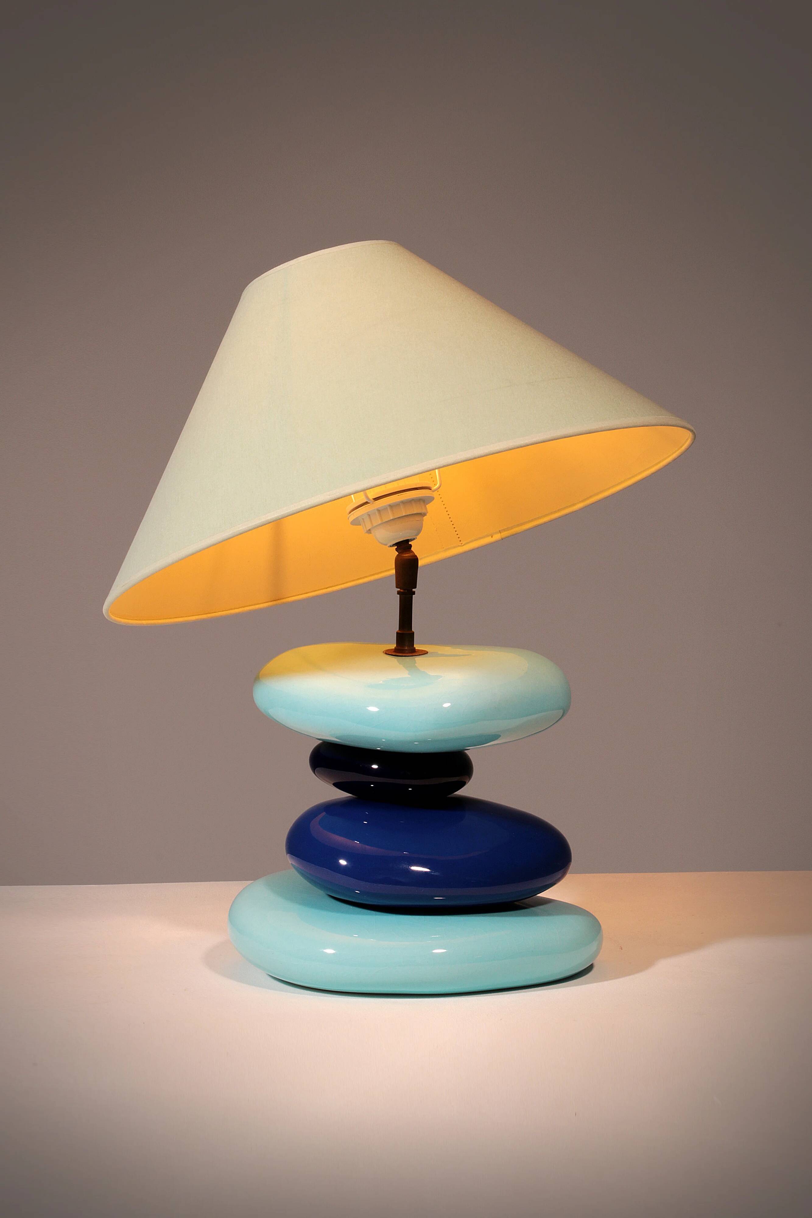 France pebble table lamp by François Chatain, 1980s