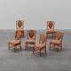 Ensemble de 6 chaises de salle à manger en bambou avec revêtement géométrique par Gasparucci