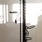 Twisted wrought iron floor lamp with plant holders from the 50s and 60s