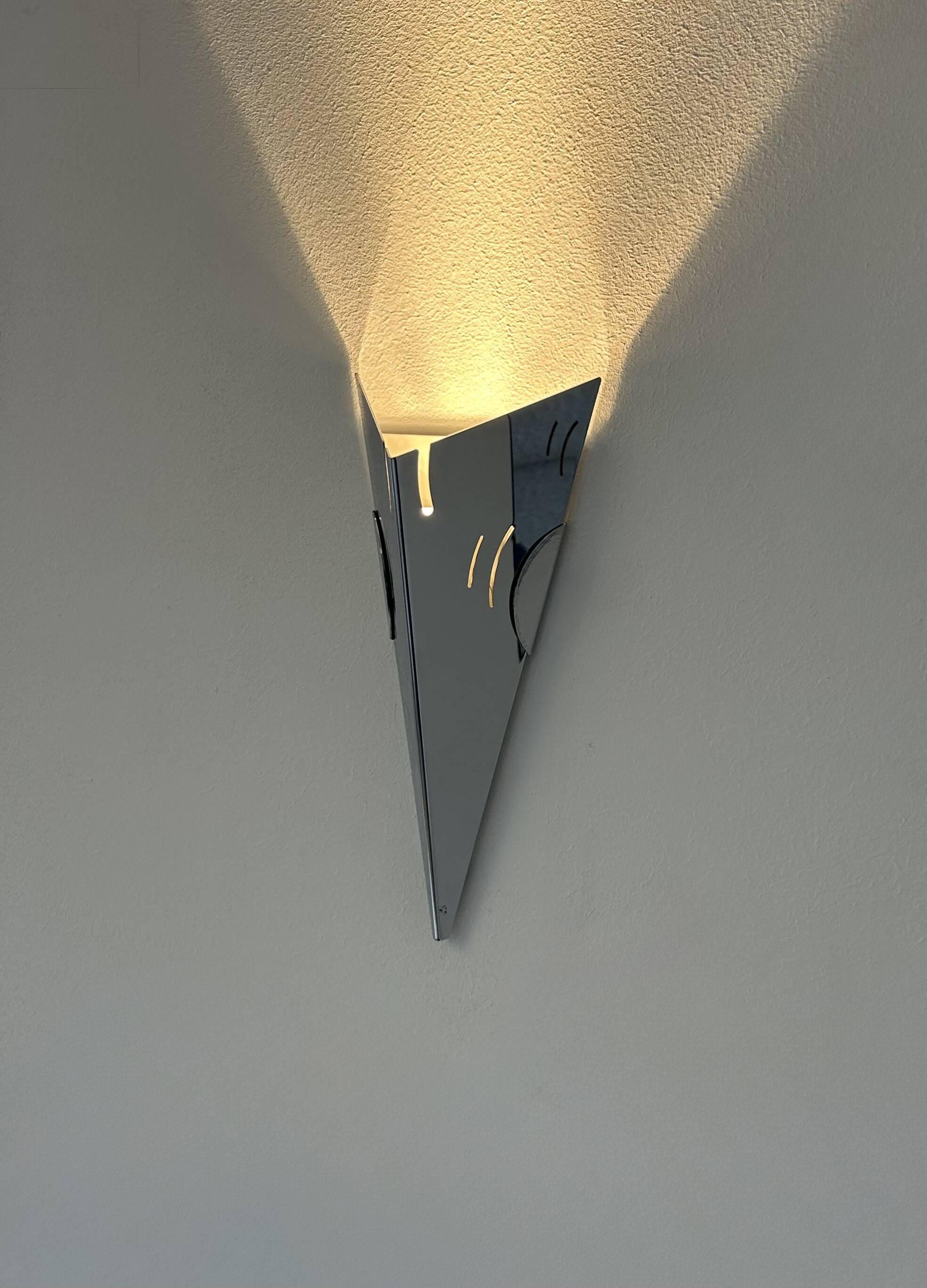 Pair of vintage wall lights, chrome-plated metal, France, 1980