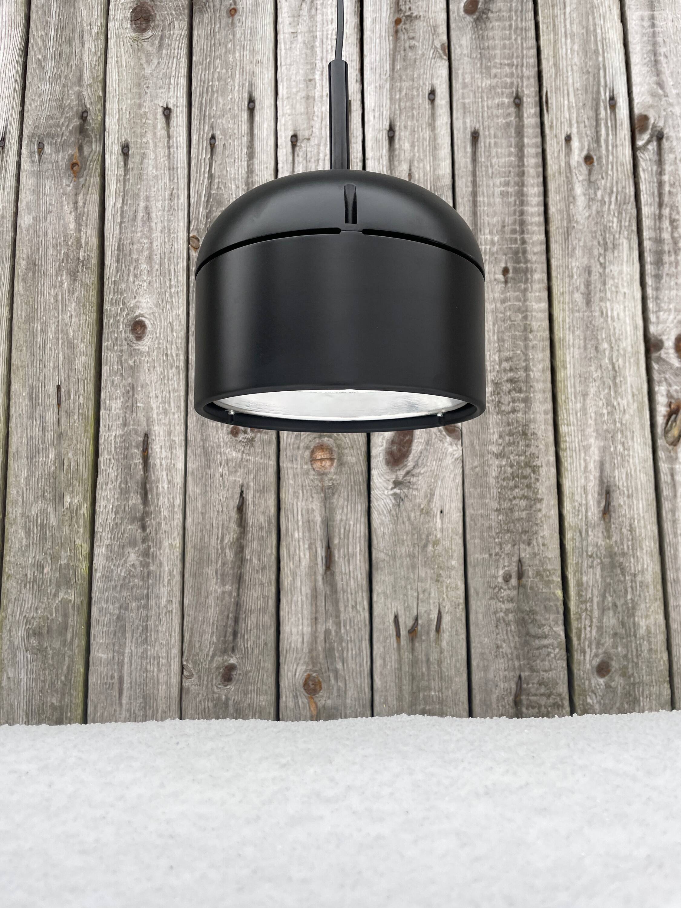 Black pendant lamp designed by Arnold Berges for Staff Leuchten, 1970.