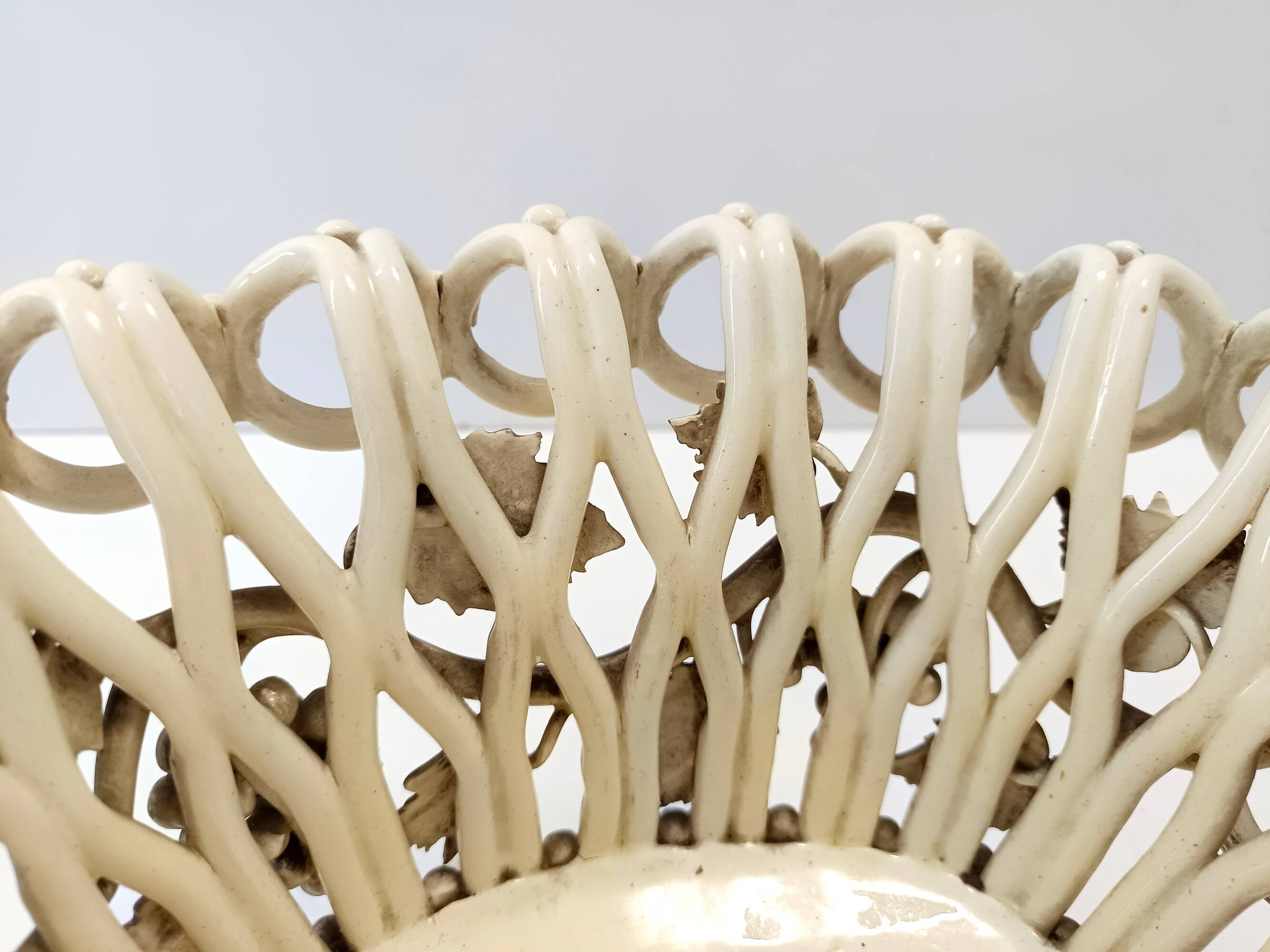 Creamy White Ceramic Fruit Bowl or Centerpiece by Charles de Boissimon