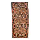Tapis Kilim Ancien Fait Main – Motifs Géométriques et Symboles Protecteurs