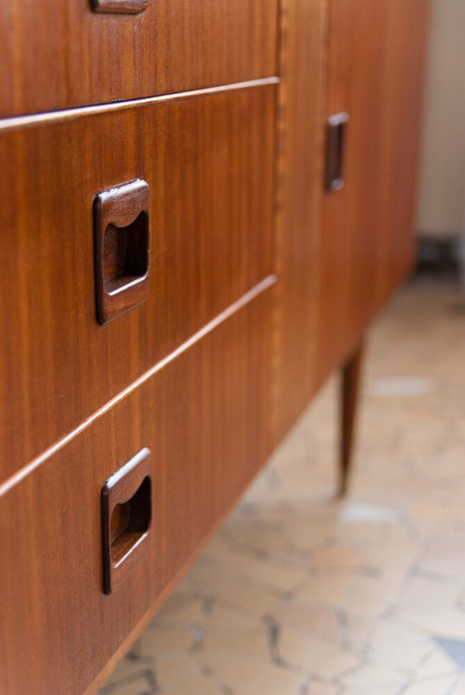 Teak and brass 140cm