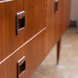 Teak and brass 140cm