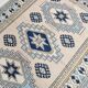 6x8 Vintage Rug İn Blue Tones, Turkish Wool Pattern Rug, 225x178 Cm