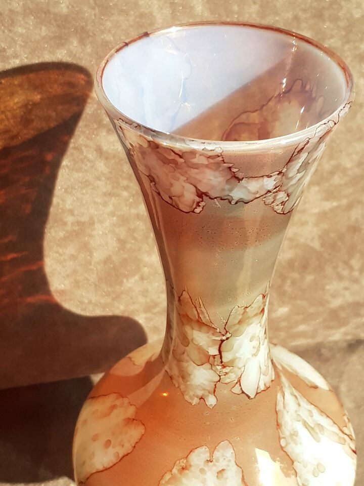 Old vase in real opaline from Italy, painted by hand.
