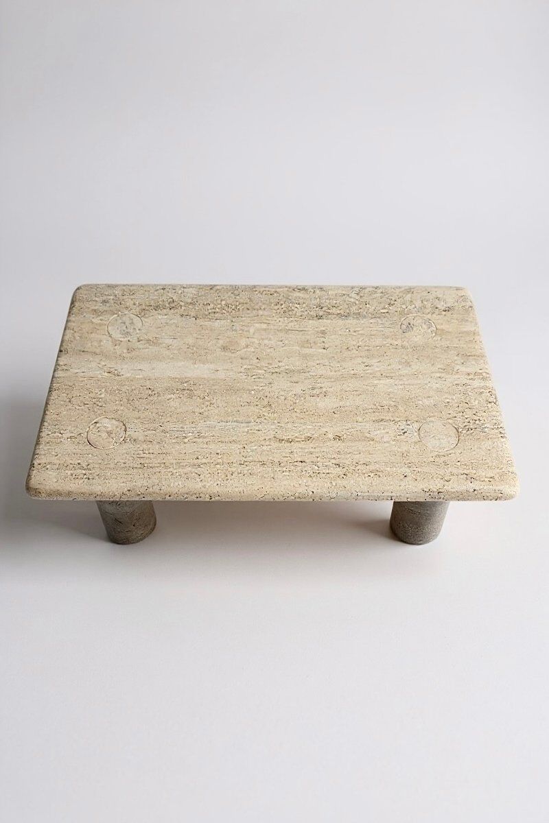 Travertine coffee table by Angelo Mangiarotti for Up & Up, 1970s.