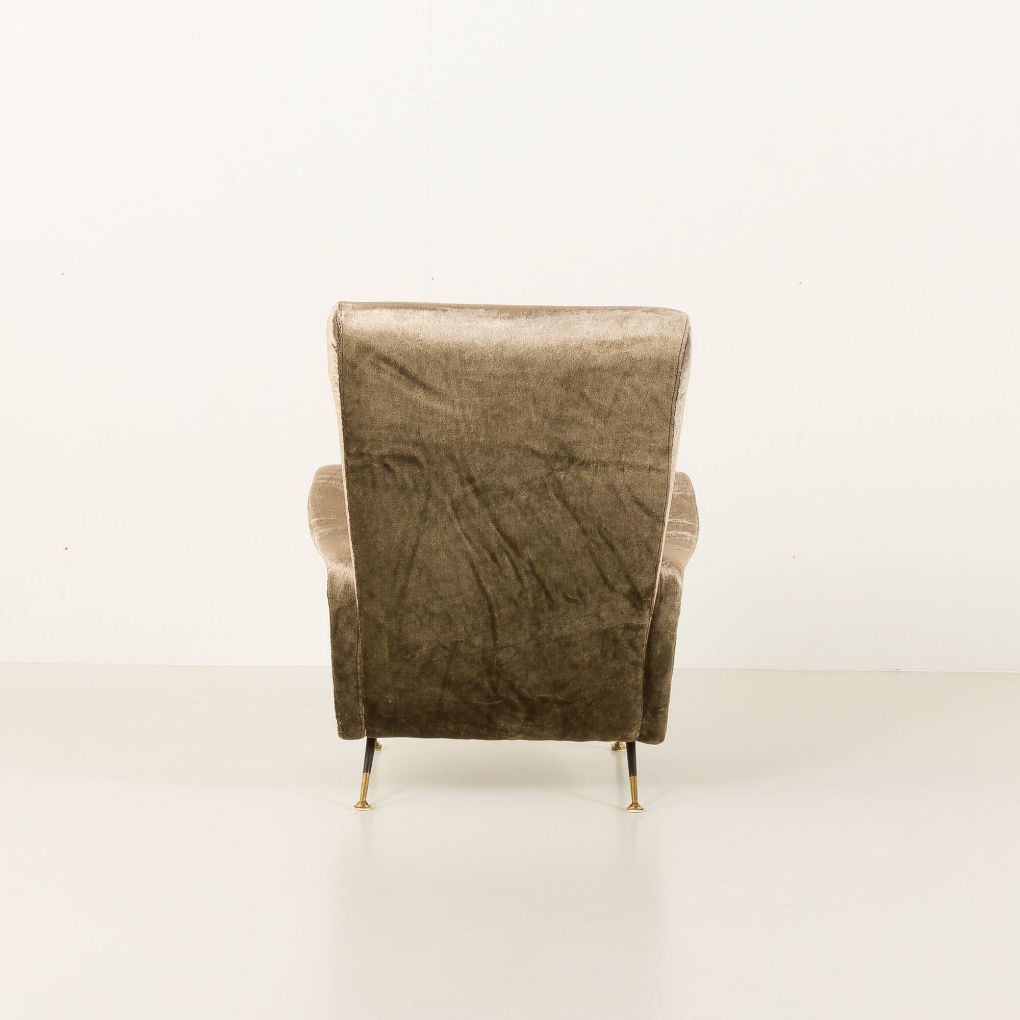 Italian velevet mid century lounge chair in the style of Marco Zanuso, 1960