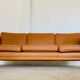 Vintage Danish mid-century Morgans Hansen cognac 3-seater sofa