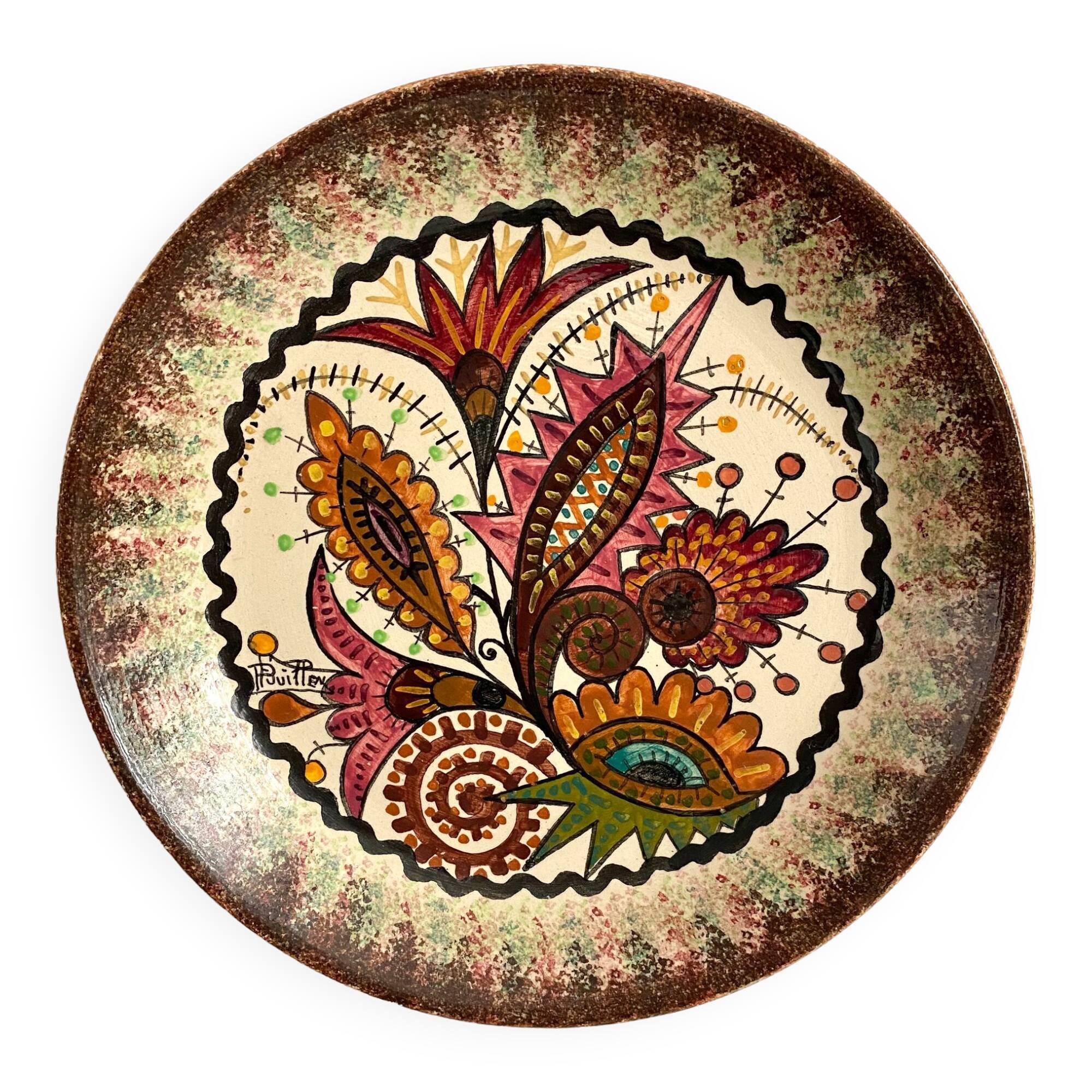 Paul Fouillen plate in Quimper earthenware