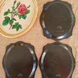 Set of 3 plastic trays vintage Russian flowers